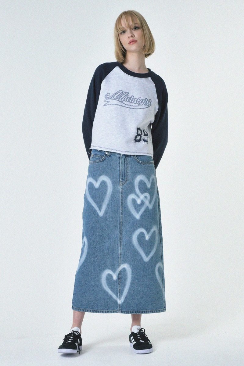 heart denim skirt (blue)
